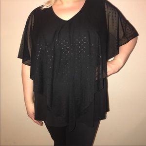 SEXY BLACK SHEER POLKA DOT ADELE & MAY TOP- 2X